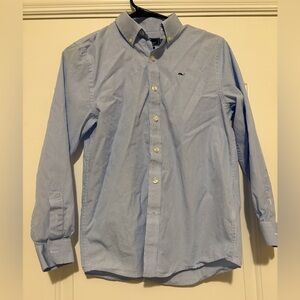Vineyard Vines Whale Button Down Shirt Boys Sz M Blue White Gingham Plaid